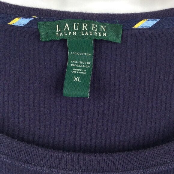 Lauren Ralph Lauren Maxi Dress / Nightgown Women's Size XL Navy Blue Crest Logo - Picture 6 of 6